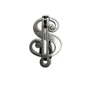 Sterling Silver Dollar Sign Money Clip Modernist Design 1.77"